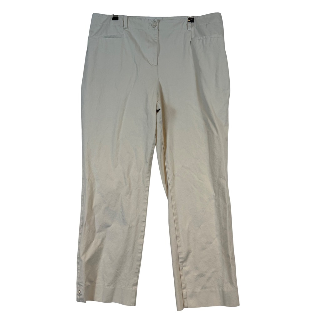 Talbots Womens Beige Khaki Ankle Pants •14• Cotton Blend Stretch Preppy Neutral